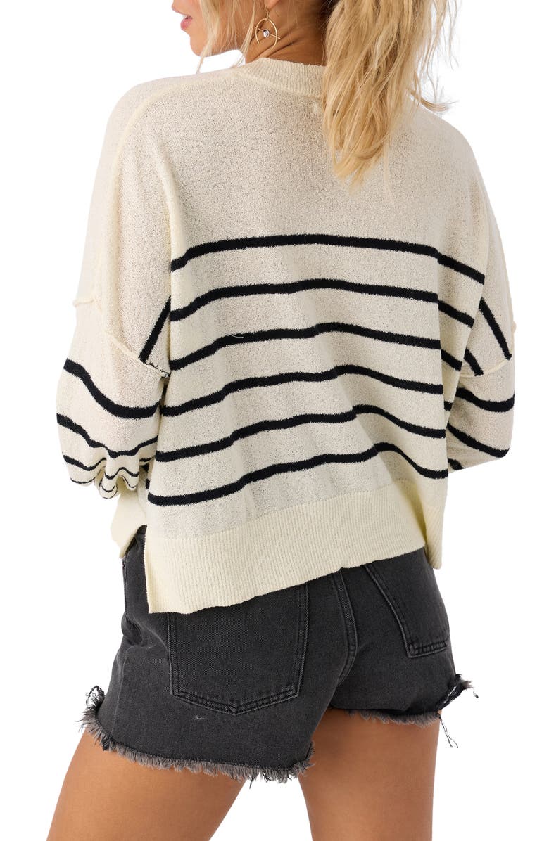 O'Neill Zephi Stripe Crop Sweater, Alternate, color, Winter White