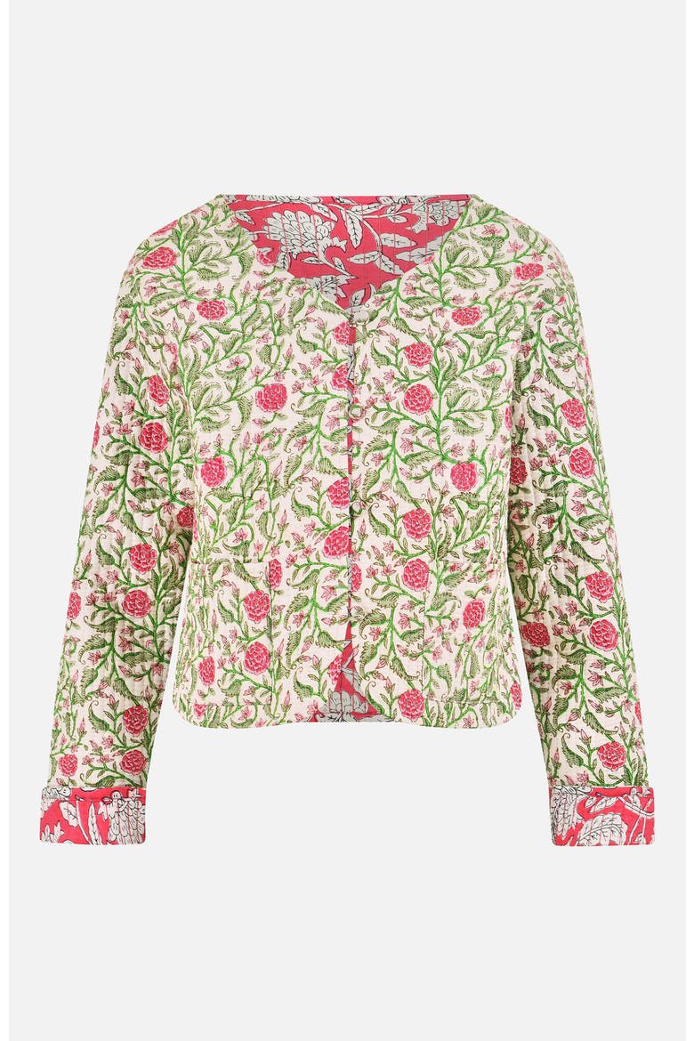 Reversible Floral Quilted Jacket, Alternate, color, White/Pink