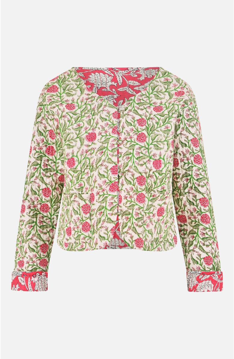 Yumi Floral Reversible Cotton Quilted Jacket, Alternate, color, White