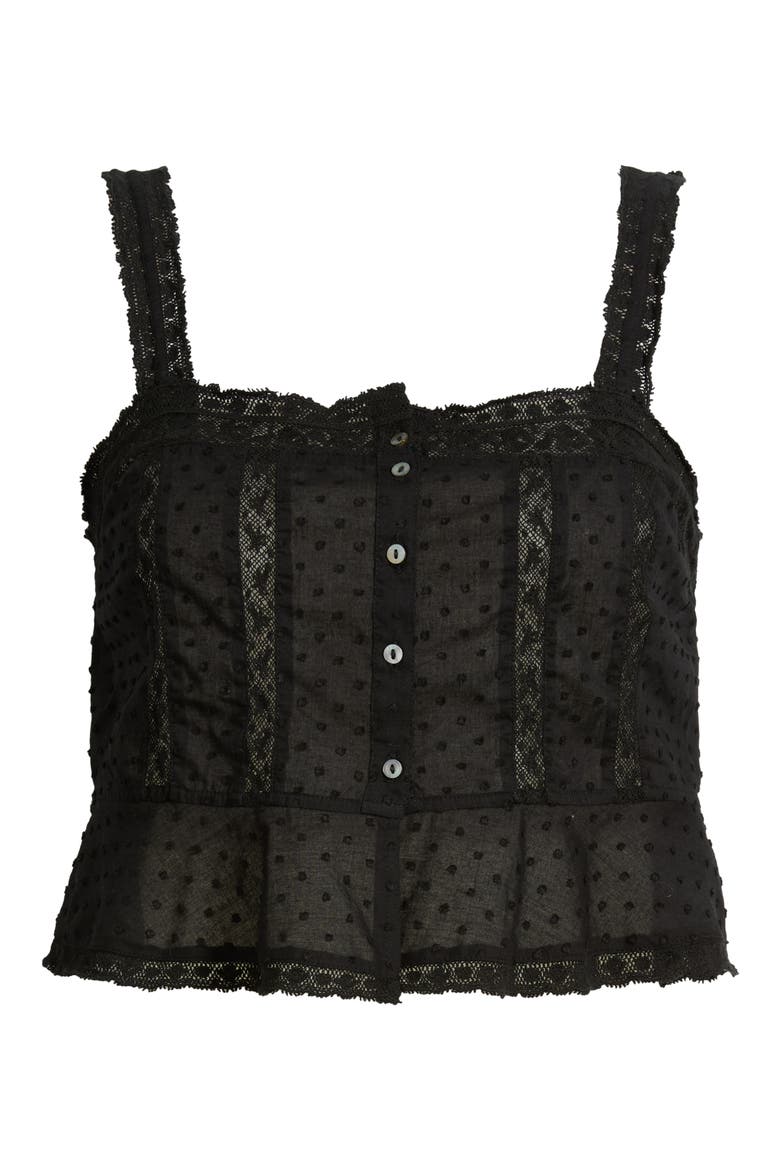Vietta Swiss Dot Peplum Top, Alternate, color, BLACK