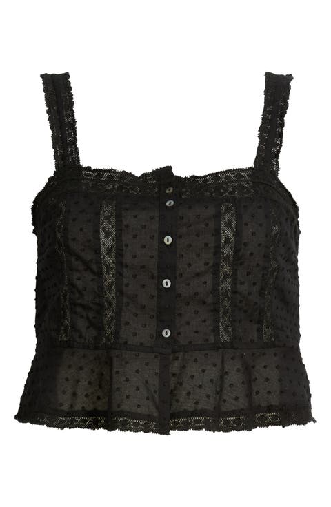 Vietta Swiss Dot Peplum Top