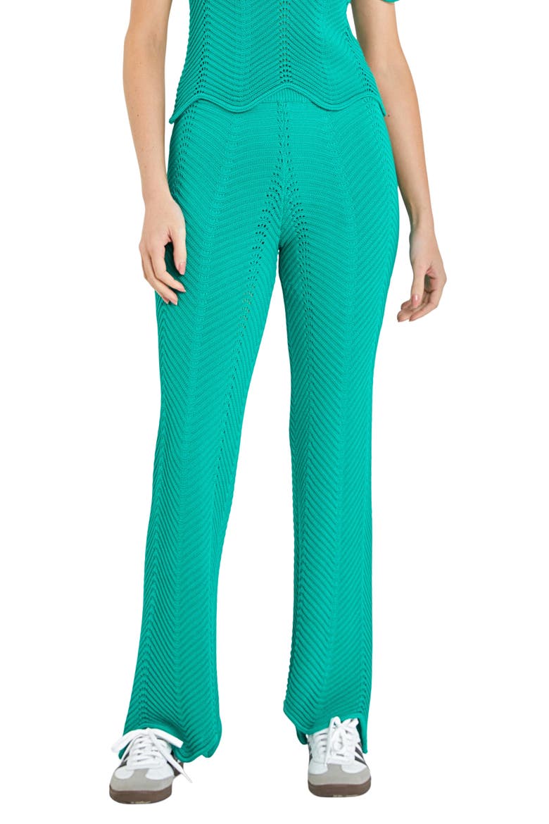Wavy Knit Pants, Main, color, GREEN