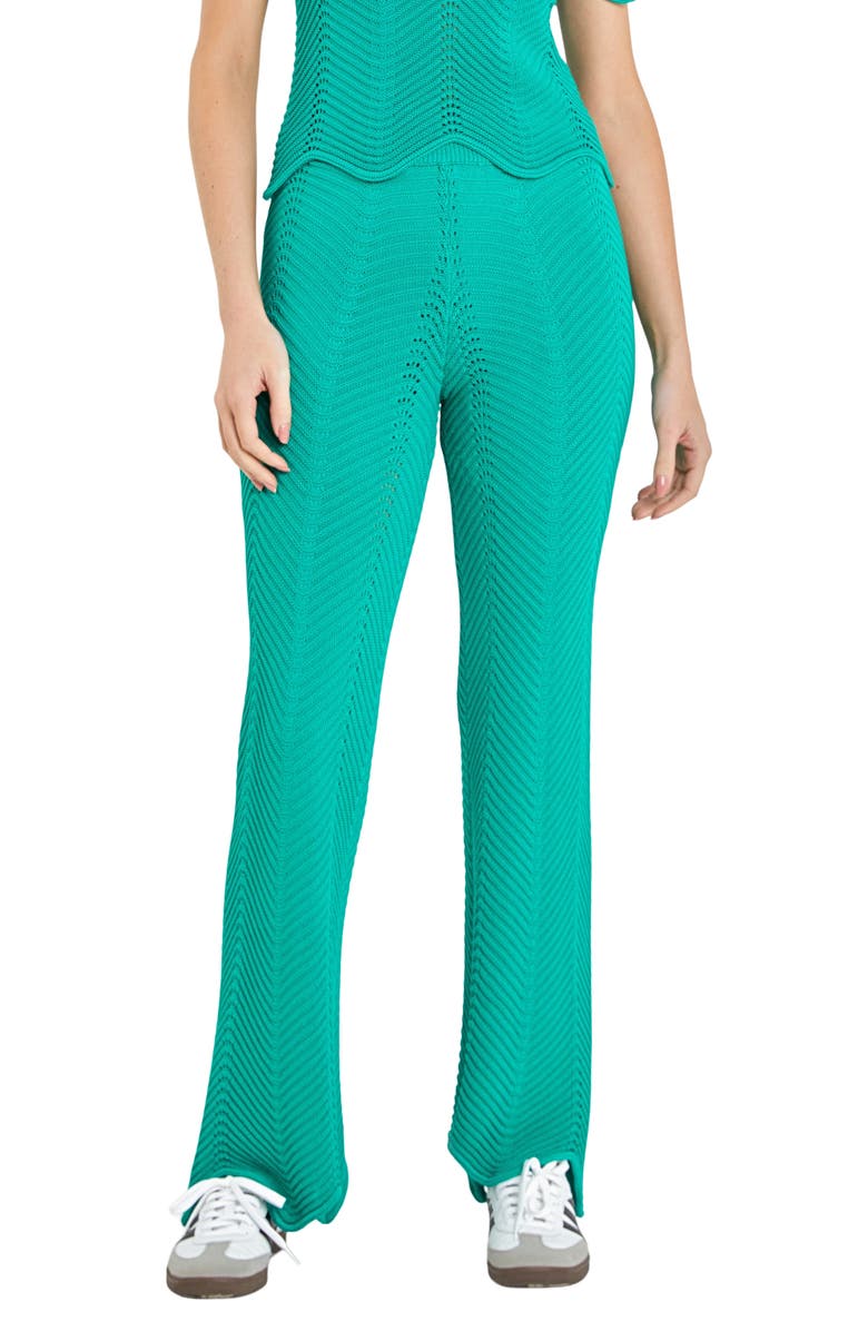 English Factory Wavy Knit Pants, Main, color, Green