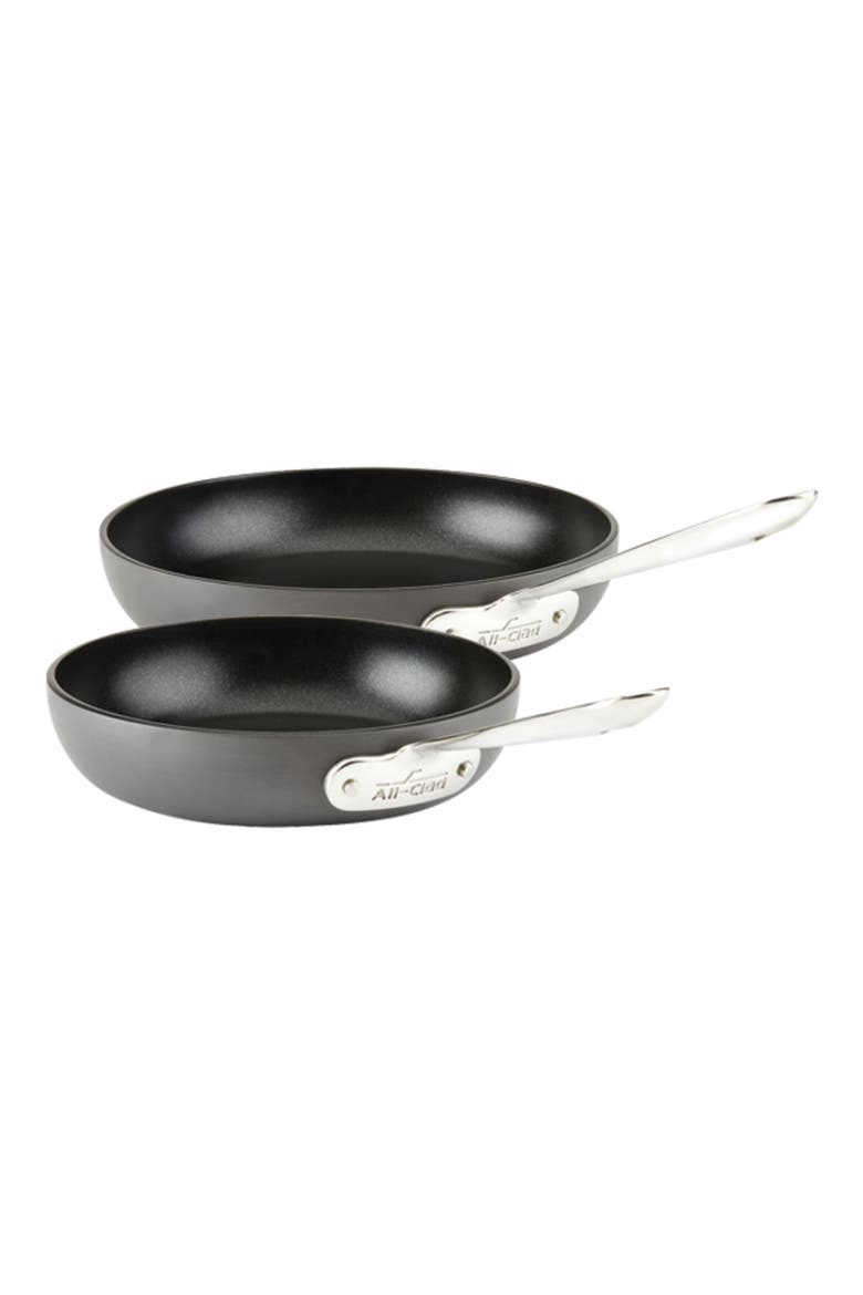 8-Inch & 10-Inch Hard Anodized Aluminum Nonstick Fry Pan Set, Main, color, GREY