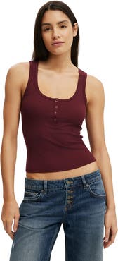 Cotton On Women's Henley Rib Tank