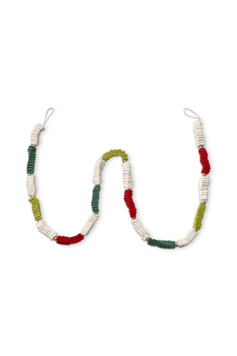 Multicolor Ribbon Candy Wool Felt Garland Holiday Banner, Main, color, Red