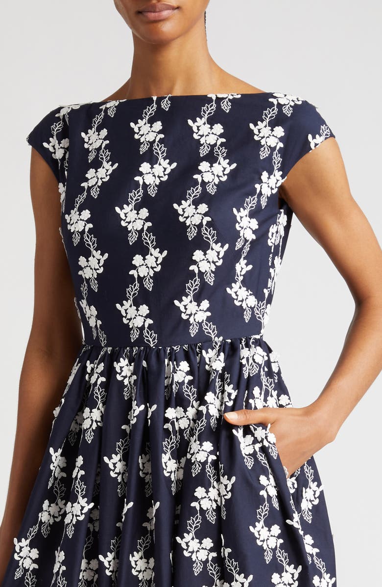 Erdem Embroidered Floral Midi Dress, Alternate, color, 