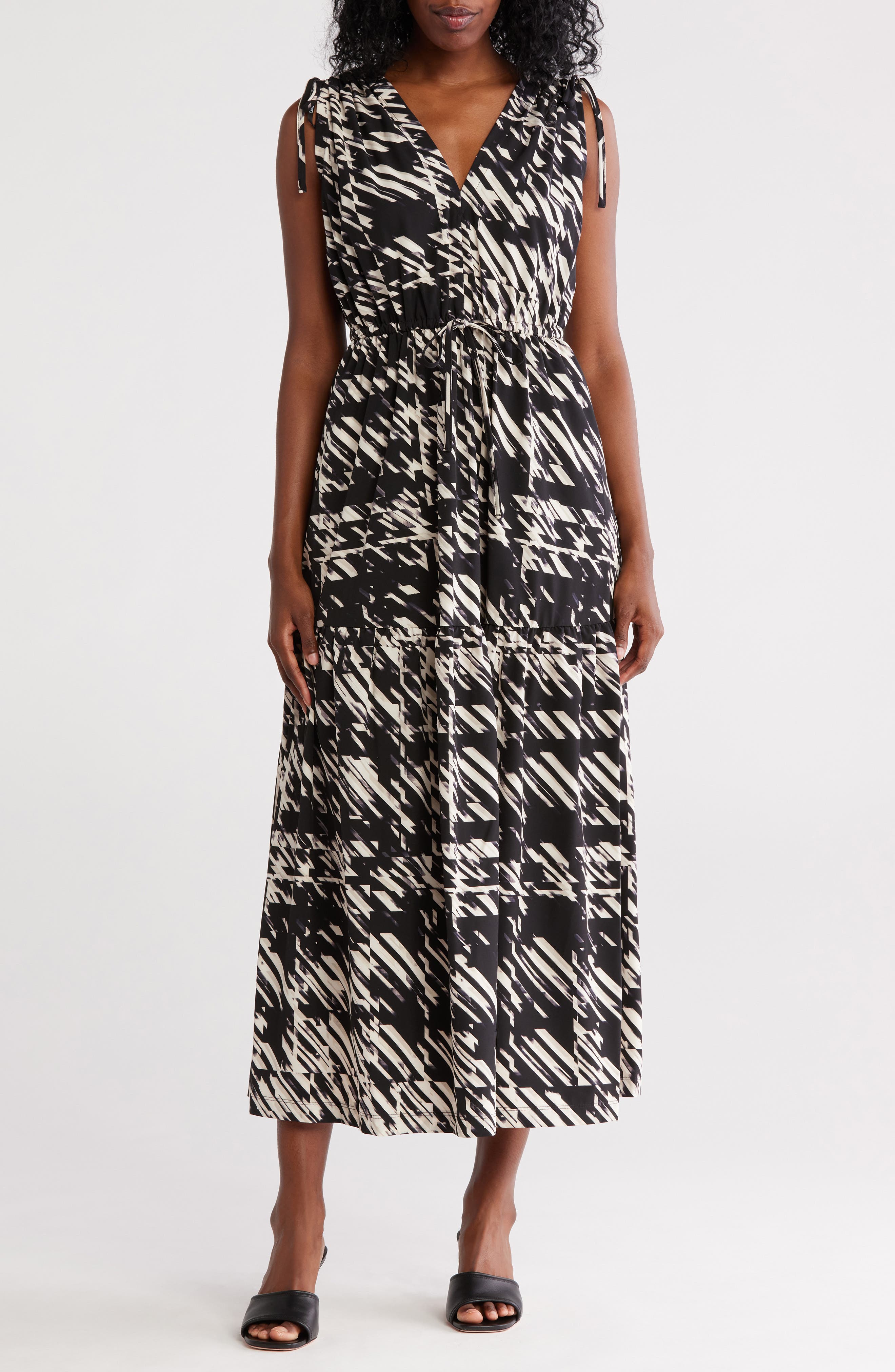 Calvin Klein V-Neck Sleeveless Tiered Maxi Dress