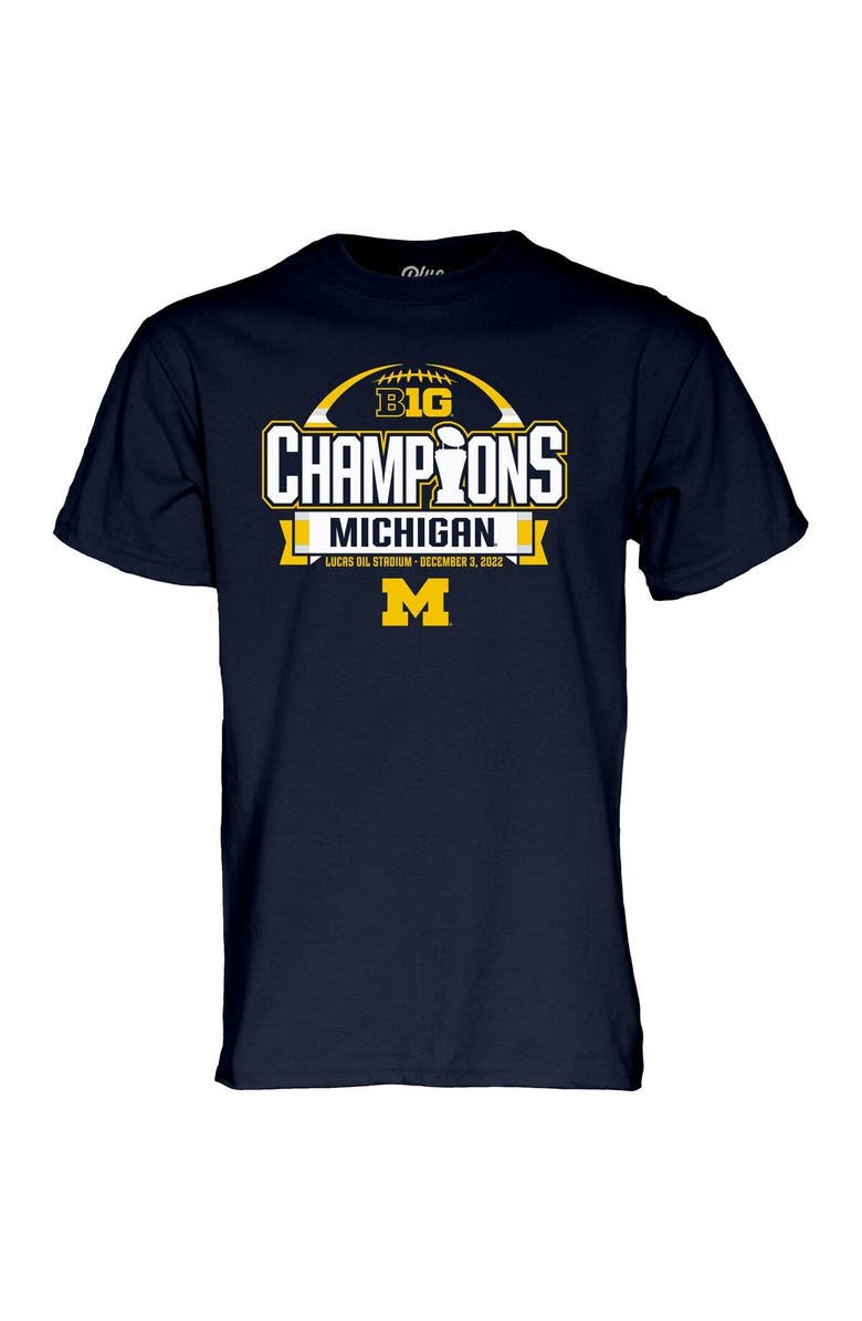 BLUE 84 Men's Blue 84 Navy Michigan Wolverines 2022 Big Ten Football Conference Champions Locker Room T-Shirt, Alternate, color,