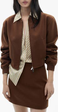 MANGO Wool Blend Bomber Jacket