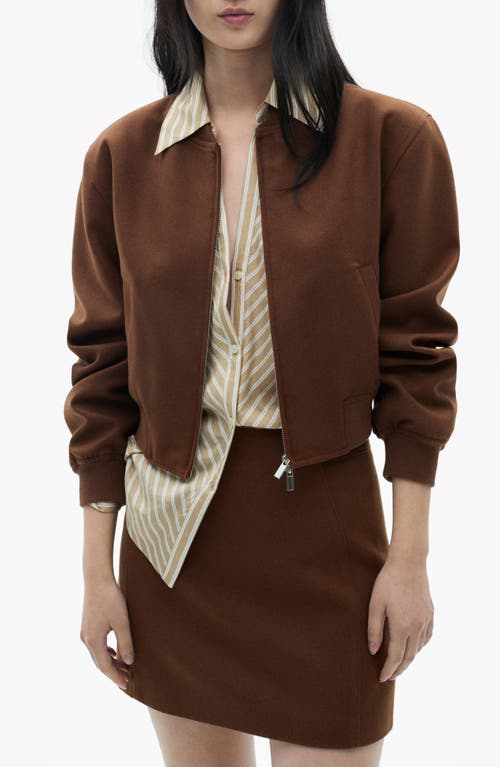 MANGO MANGO WOOL BLEND BOMBER JACKET 