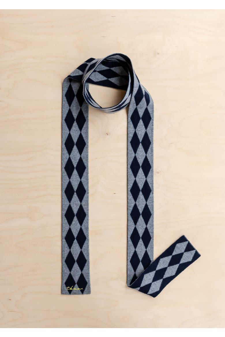 Merino Wool Harlequin Skinny Scarf, Alternate, color, Charcoal Harlequin