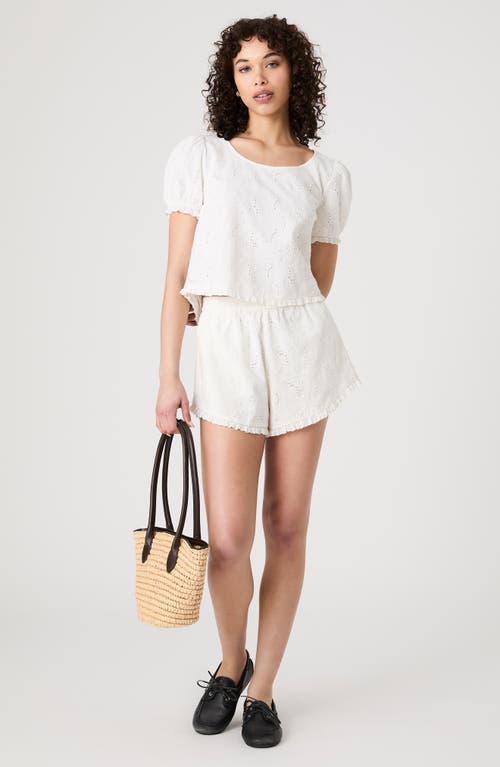 French Connection Eyelet Puff Sleeve Cotton Top