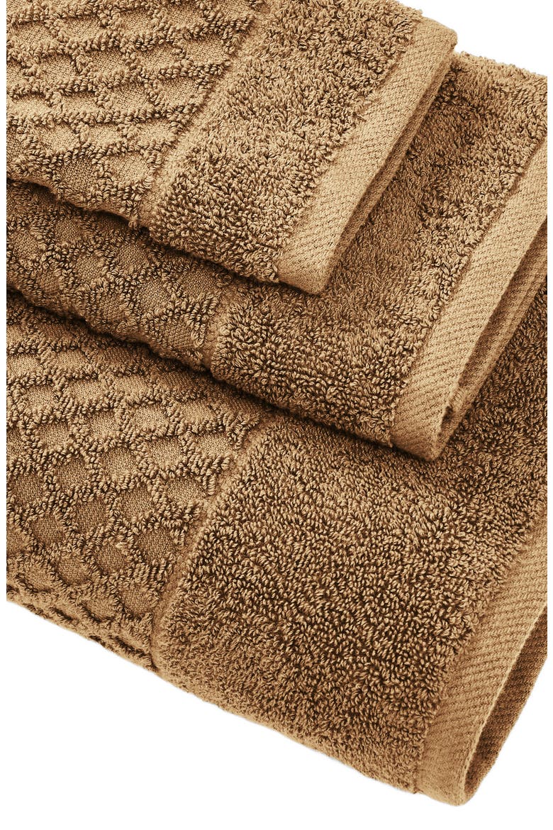 Diamond Waffle Texture 6-Pack Hand Towel Set, Alternate, color, MOCHA