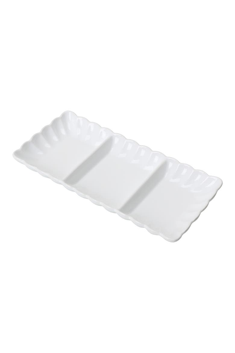 Petal Set of 2 Divided Dishes Set, Alternate, color, WHITE