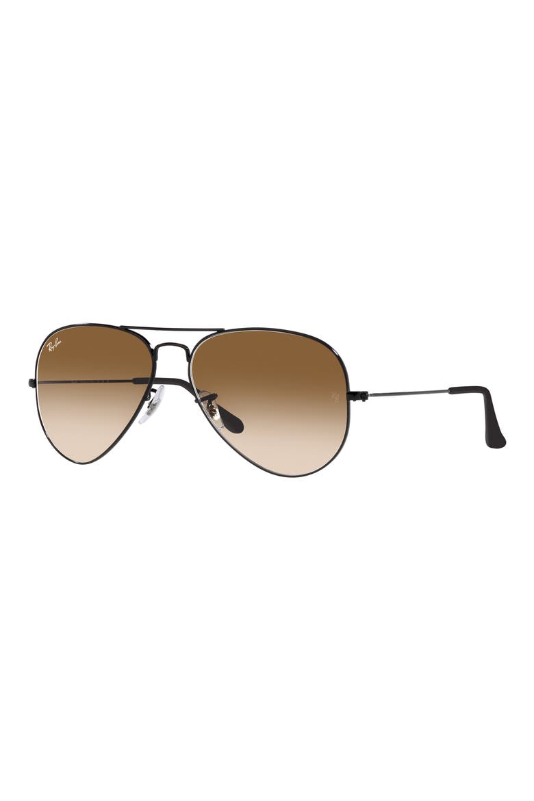 Small Original 55mm Aviator Sunglasses, Alternate, color, BLACK