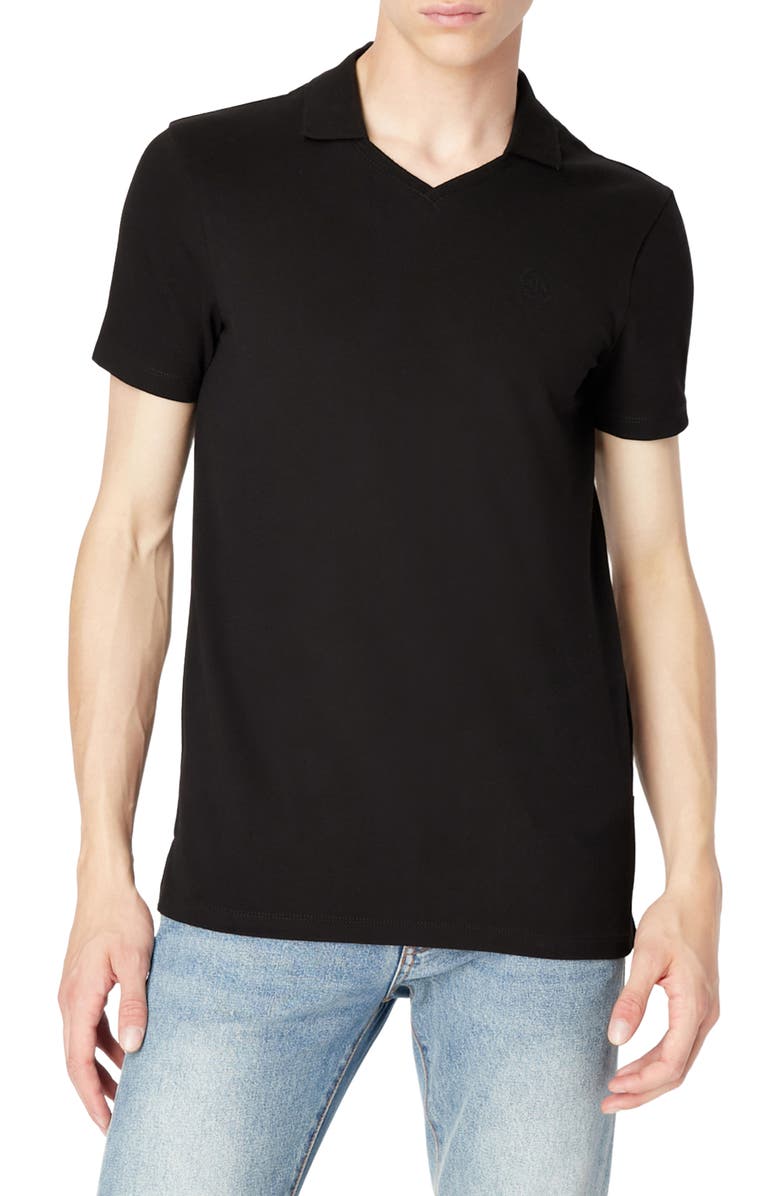 Armani Exchange Embroidered Logo Johnny Collar Piqué Polo, Main, color, 