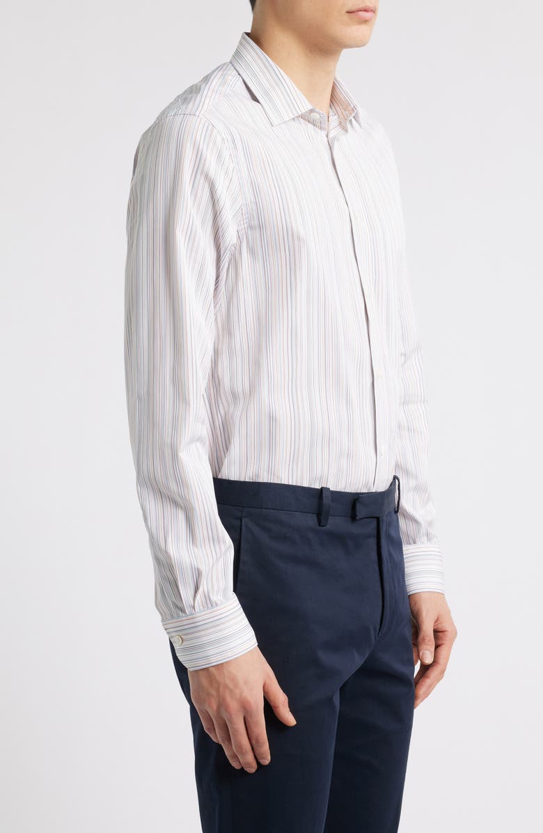 Paul Smith London Tailored Fit Stripe Cotton Dress Shirt, Alternate, color, White Multi