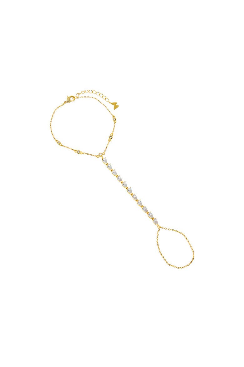 CZ Tear Drop Hand Chain, Main, color, Gold