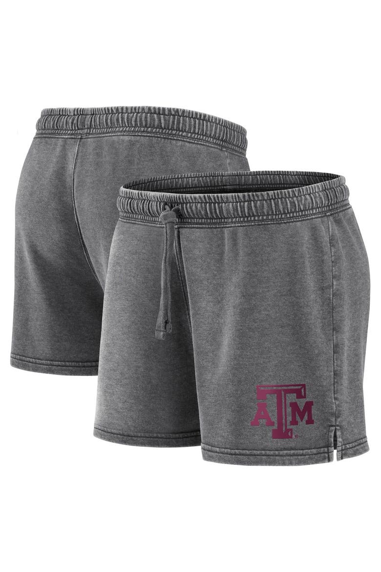 Women's Fanatics Branded Heathered Charcoal Texas A&M Aggies Retro French Terry Shorts, Main, color, Heather Charcoal