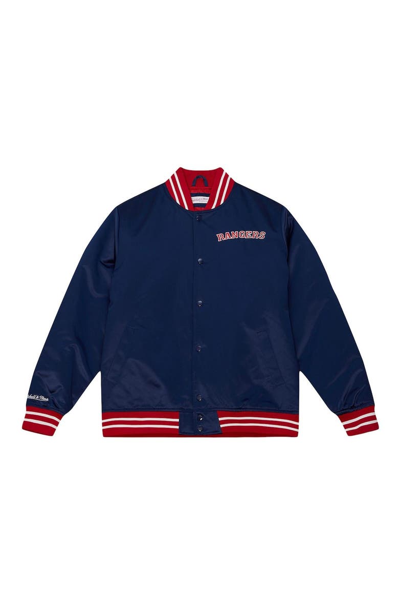 Mitchell & Ness Men's Mitchell & Ness Navy New York Rangers Heavyweight Satin Full-Snap Jacket, Alternate, color, 