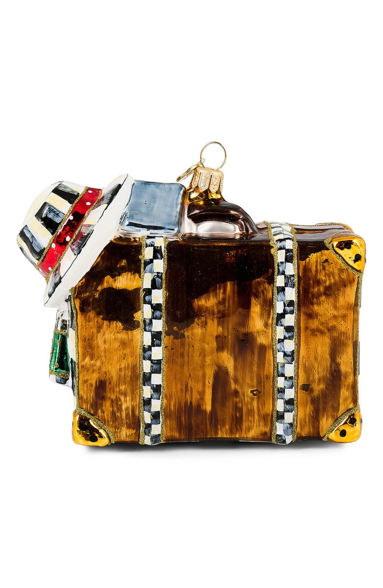 MACKENZIE CHILDS New York Suitcase Glass Ornament, Alternate, color, Brown