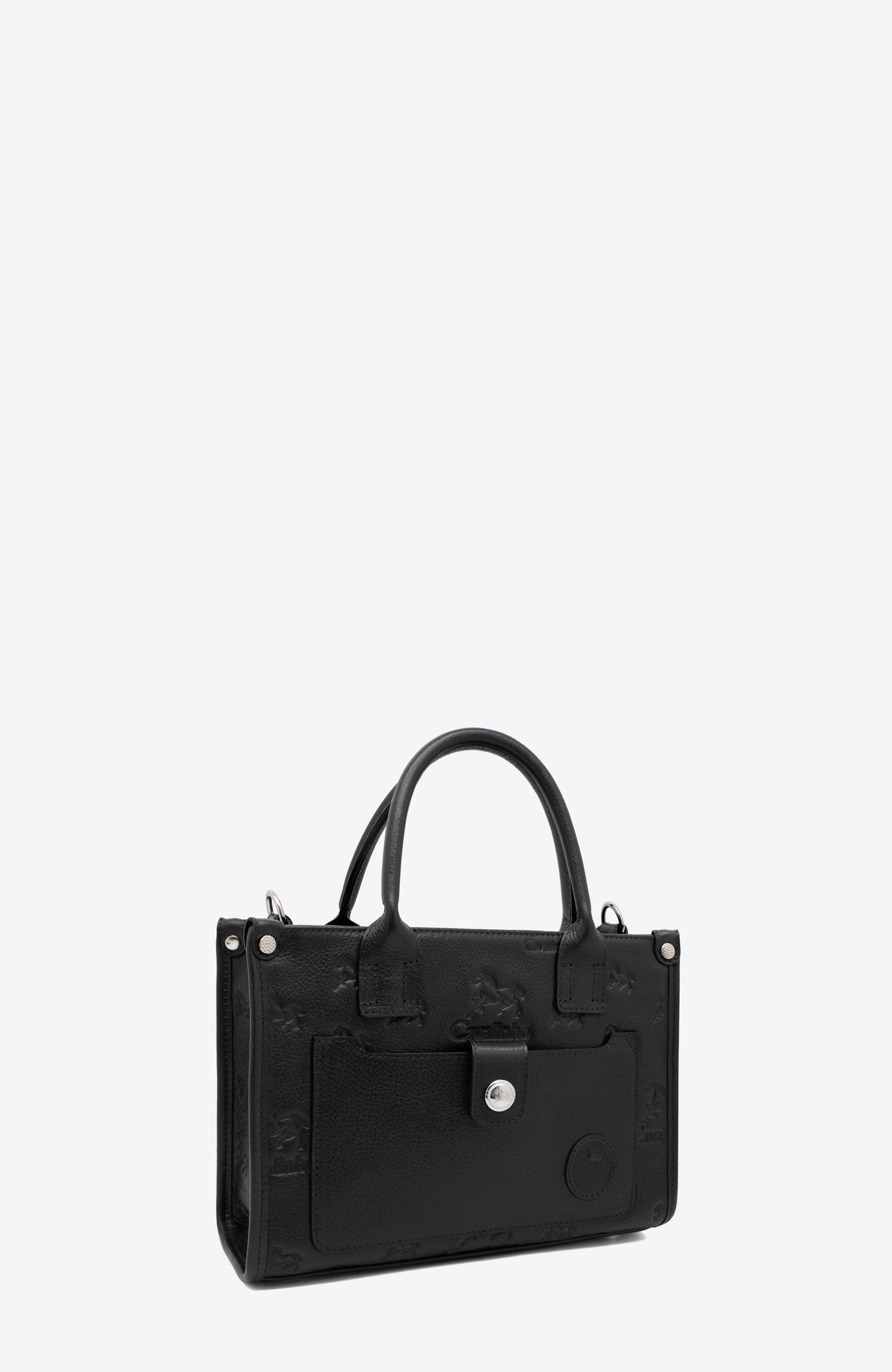 Cavalo Lusitano 524 Embossed Leather Handbag, Alternate, color, Black