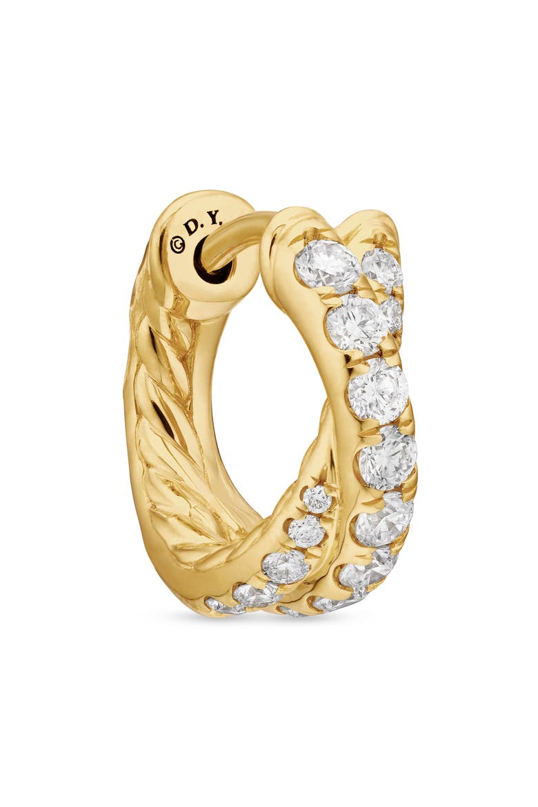 Pavé Crossover Hoop Earrings in 18K Gold with Diamonds, 12mm, Alternate, color, 18K YELLOW GOLD