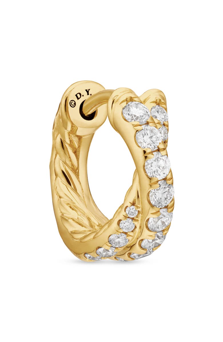 David Yurman Pavé Crossover Hoop Earrings in 18K Gold with Diamonds, 12mm, Alternate, color, 18K Yellow Gold