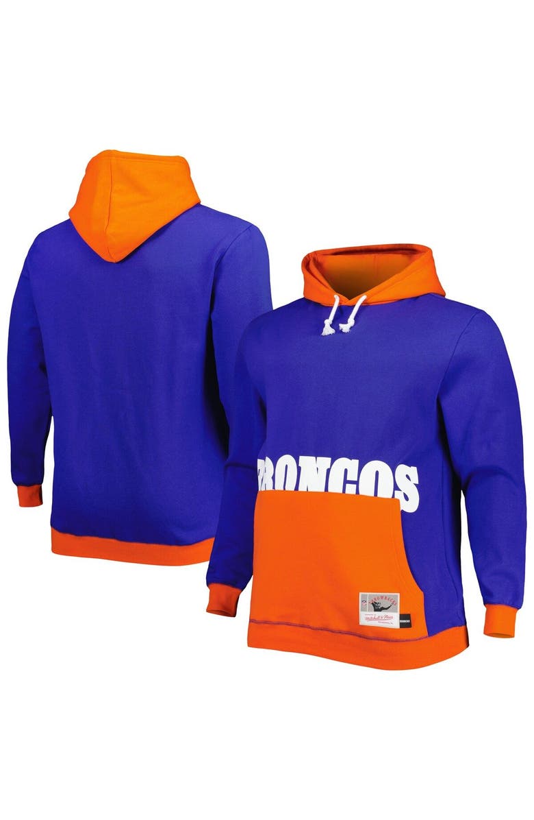 Mitchell & Ness Men's Mitchell & Ness Navy/Orange Denver Broncos Big & Tall Big Face Pullover Hoodie, Main, color, Navy