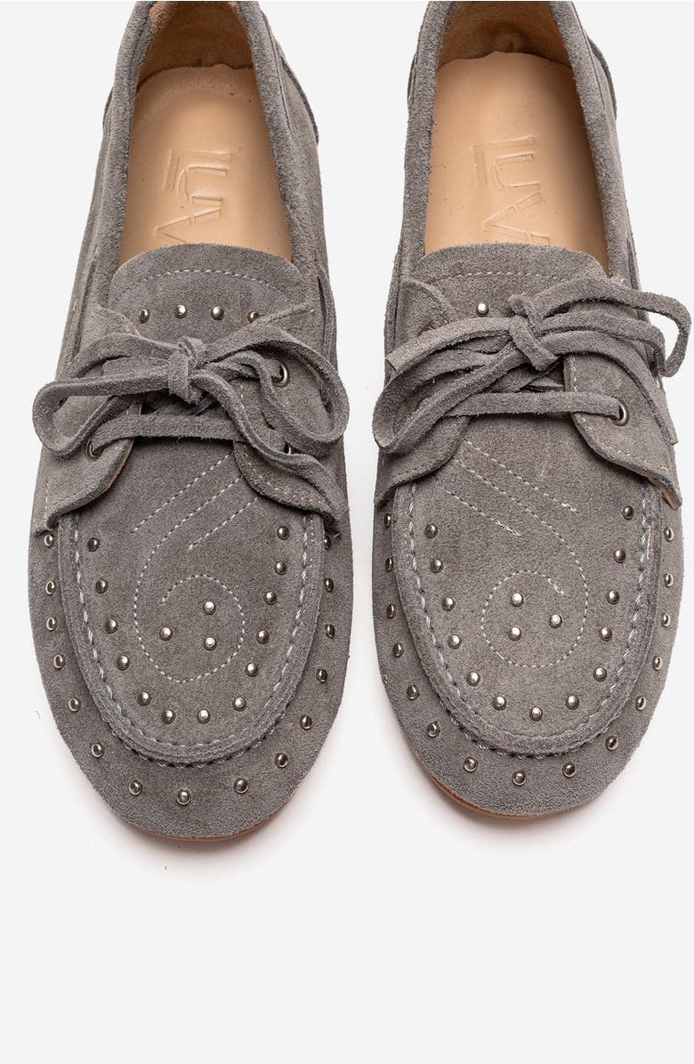 Forever & Always Shoes Cuesta Leather Lace Up Loafer, Alternate, color, Grey Suede