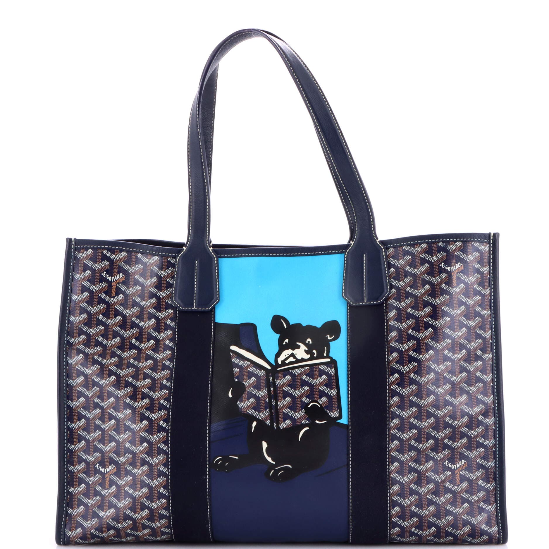 Pre-Owned Goyard Villette Tote Printed Coated Canvas MM, Main, color, Blue