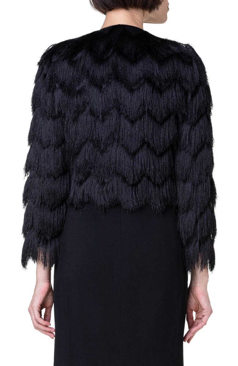 Akris punto Zigzag Fringe Crop Jacket, Alternate, color,