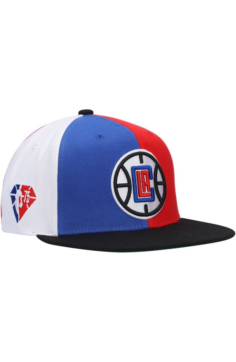 Mitchell & Ness Men's Mitchell & Ness x Lids Royal LA Clippers Team Era Pinwheel Stripe Snapback Hat, Main, color, 