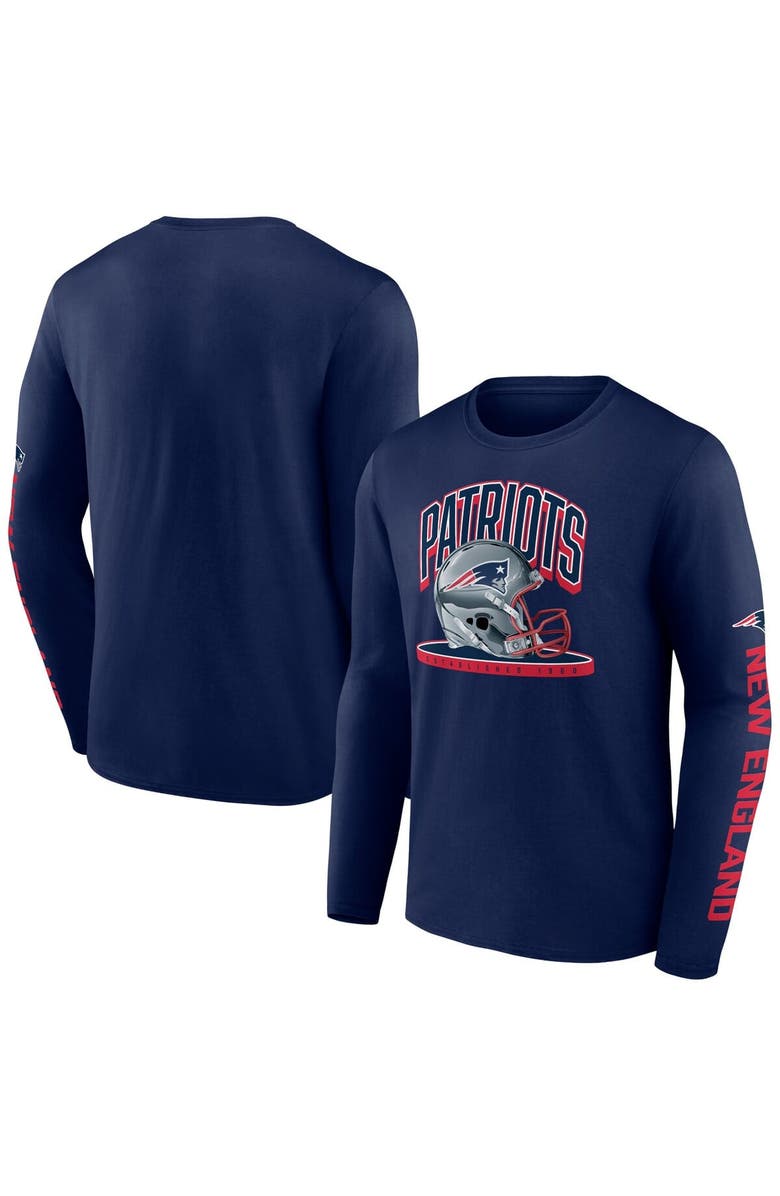 FANATICS Men's Fanatics  Navy New England Patriots Helmet Platform Long Sleeve T-Shirt, Main, color, 