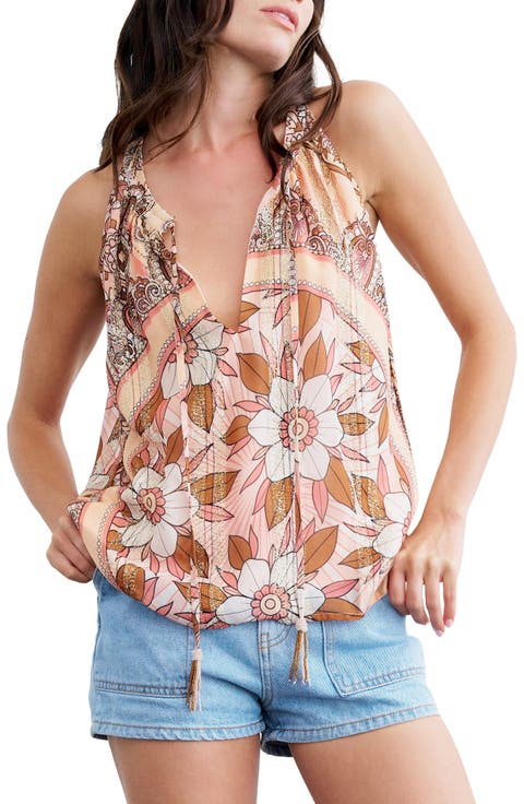 Lily Metallic Split Neck Tank