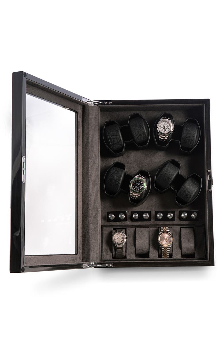 Bey-Berk Louis Ash 8-Watch Winder & Case, Alternate, color, Multi Color