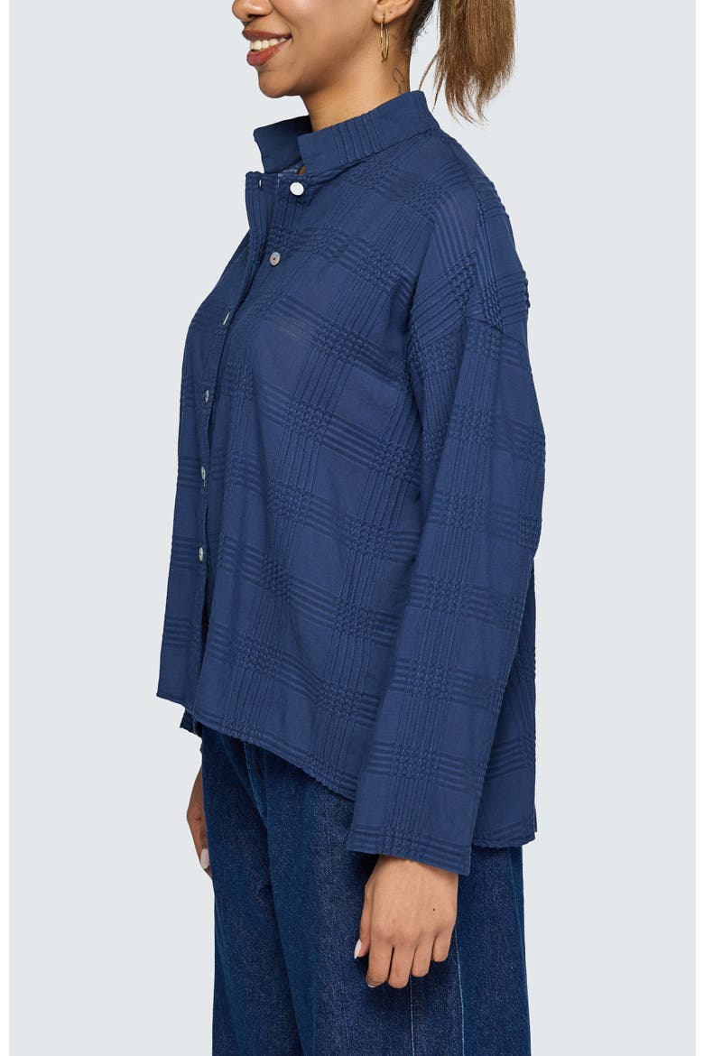 Serina Mandarin Collar Shirt, Alternate, color, Navy