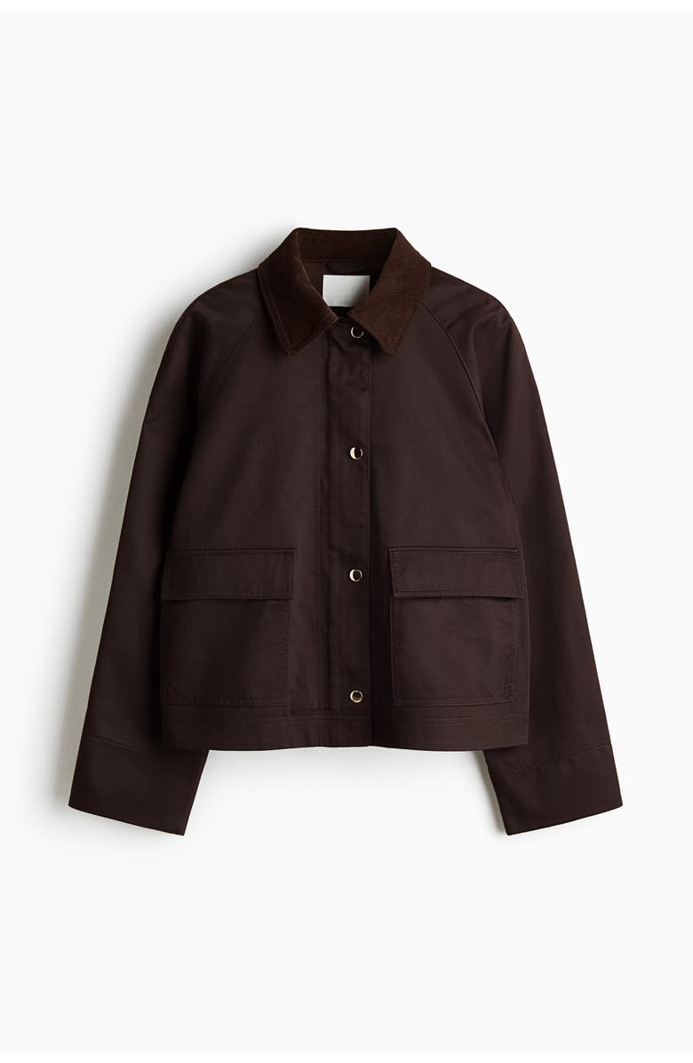 H&M Corduroy-collar Jacket, Main, color, Dark Brown