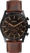 Fossil Sullivan Multi Function Leather Strap Watch, 44mm