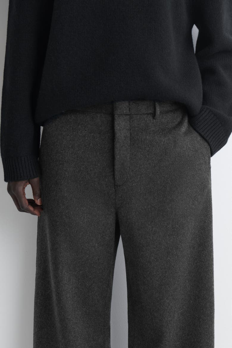 Double-faced Wool Relaxed-fit Wide-leg Pants, Alternate, color, CHARCOAL