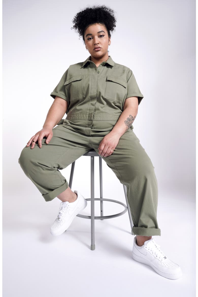 Utility Short Sleeve Jumpsuit (Nordstrom Exclusive), Alternate, color, OLIVE