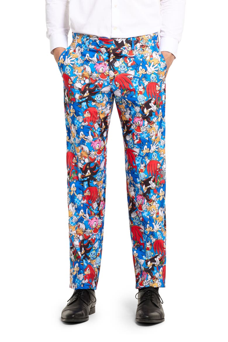 x Sonic the Hedgehog Slim Fit Two-Piece Suit & Tie Set, Alternate, color, BLUE