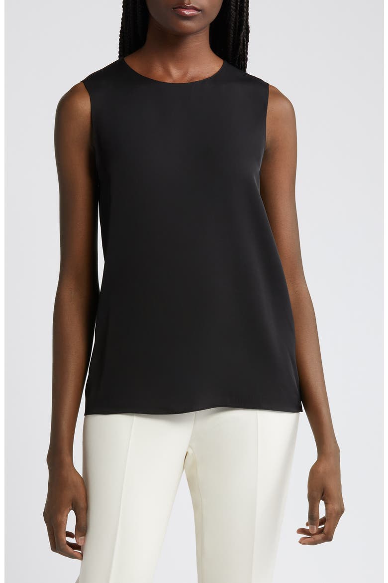 Sleeveless Silk Blouse, Main, color, BLACK