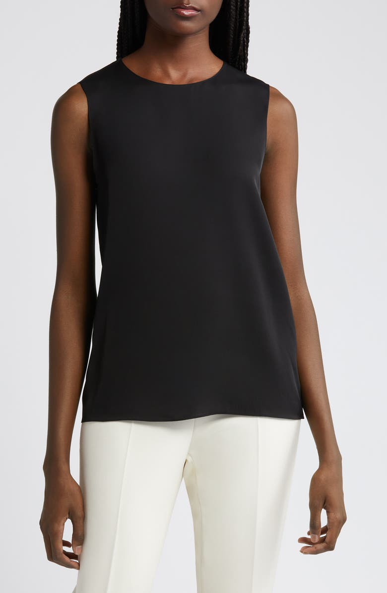 Theory Sleeveless Silk Blouse, Main, color, Black