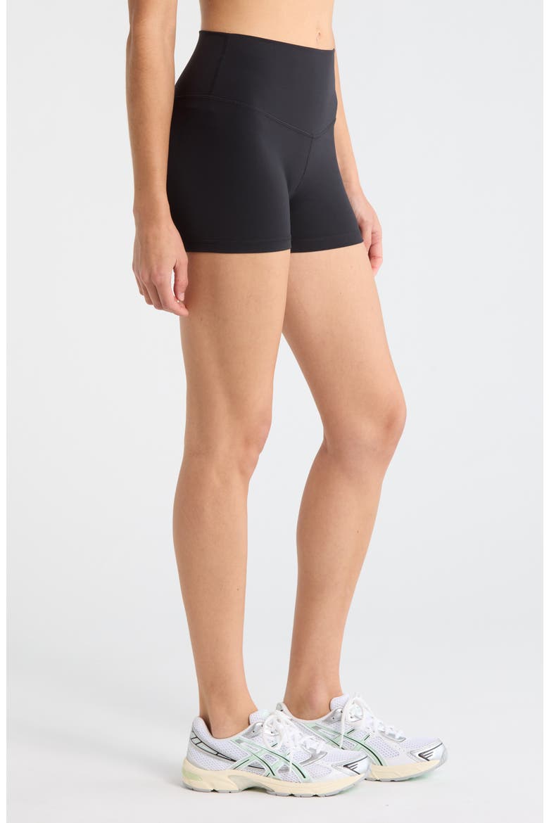 Luxe Lite High Waist Shorty Shorts, Alternate, color, BLACK