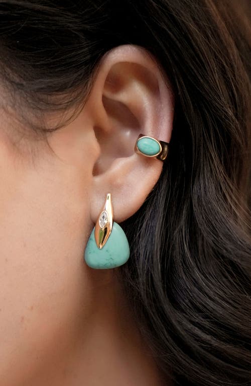 Ettika Turquoise Solstice Turquoise Single Ear Cuff In Gold