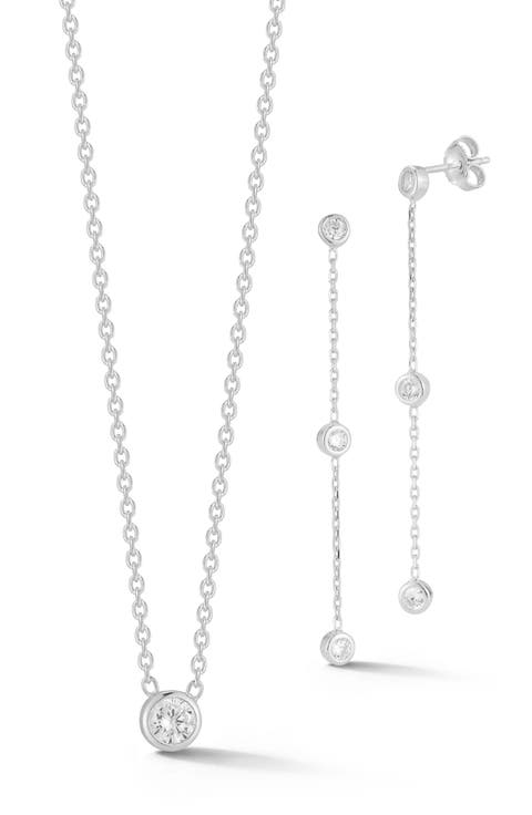 Cubic Zirconia Drop Earrings & Pendant Necklace Set