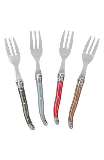 French Home Laguiole 4-piece Cake Fork Set In Red