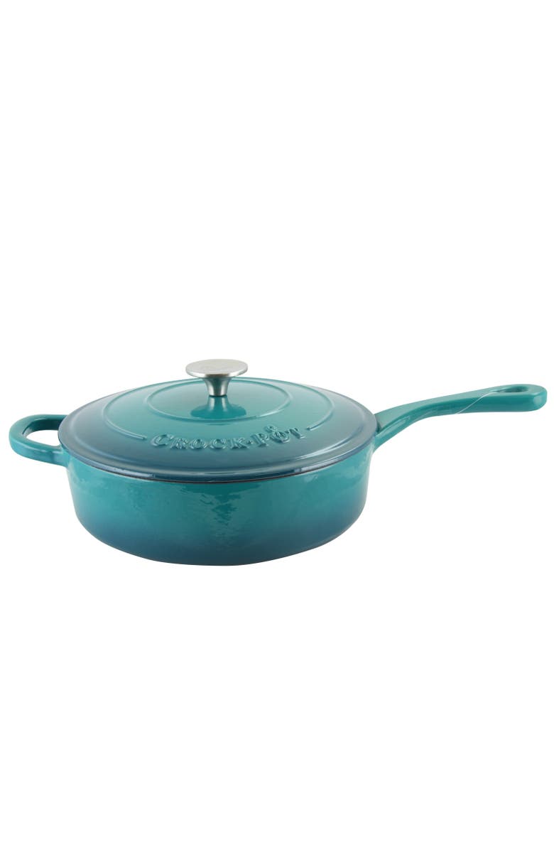 Crock-pot 3.5 Quart Enameled Cast Iron Deep Saute Pan With Self Basting Lid, Alternate, color, Blue